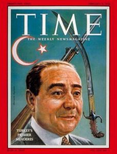 صورة غلاف لمجلة تايم الامريكية.. لاحظ التحريض بوضع خلفية سيف وبندقية خلف الرجل ( الارشيف