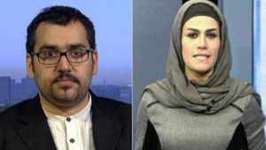 المذيعة شينا شيراني وحميد رضا عمادي مدير الاخبار في برس تي في