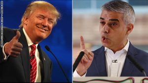 صديق خان وترامب يسار