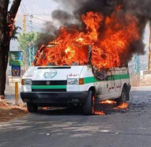 استهداف سيارات الاسعاف فى لبنان